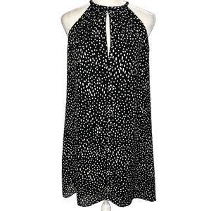 A.L.C. Black 100% Silk White Polka Dot‎ Shift Designer Dress Women's Size 6